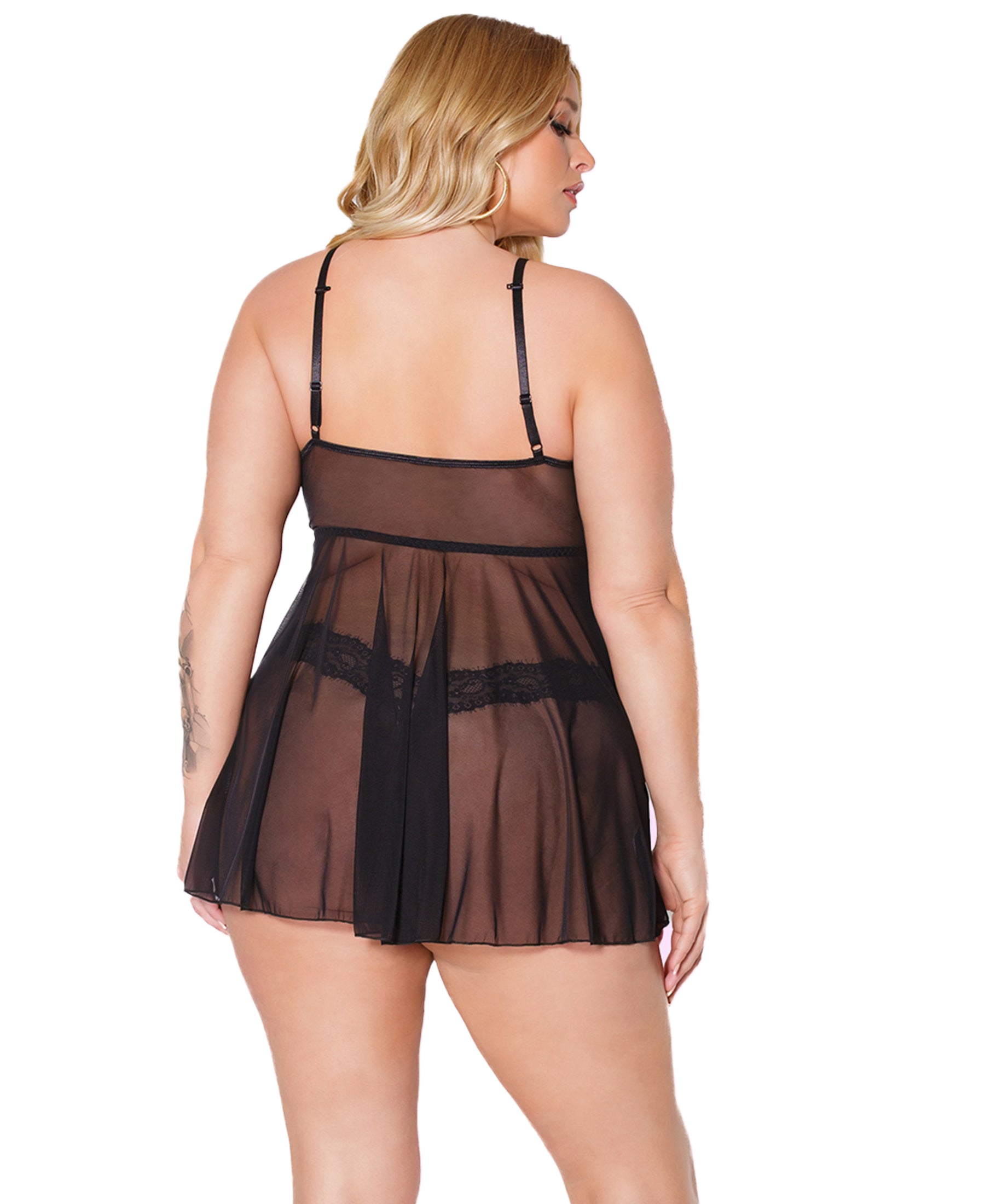 22308 Plus Babydoll & Thong rear view