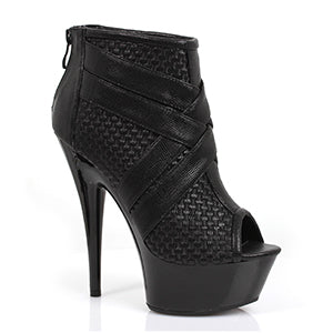 6" Platform Heel Ankle Boot w Peep Toe and Back Zipper